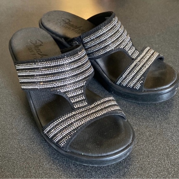 Skechers Black and Silver Women's Sandals - Picture 2 of 7